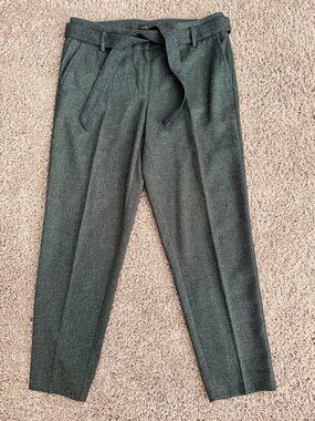 LOFT Charcoal Gray Tapered Dress Pants with Belt